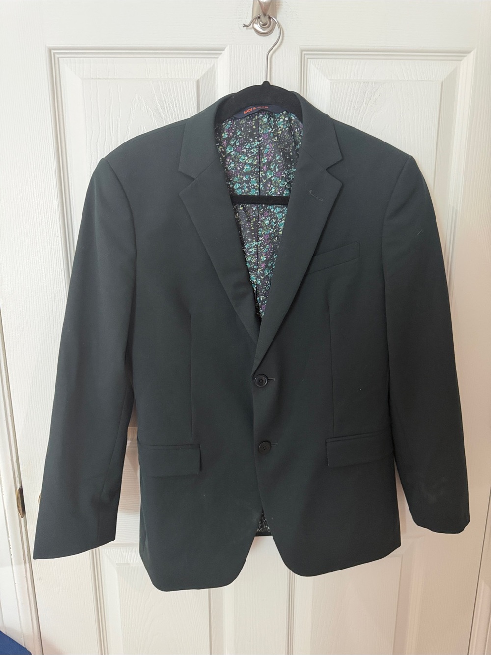 Egara deep turquoise Two-Button Blazer with Floral-Pattern Lining 38 short